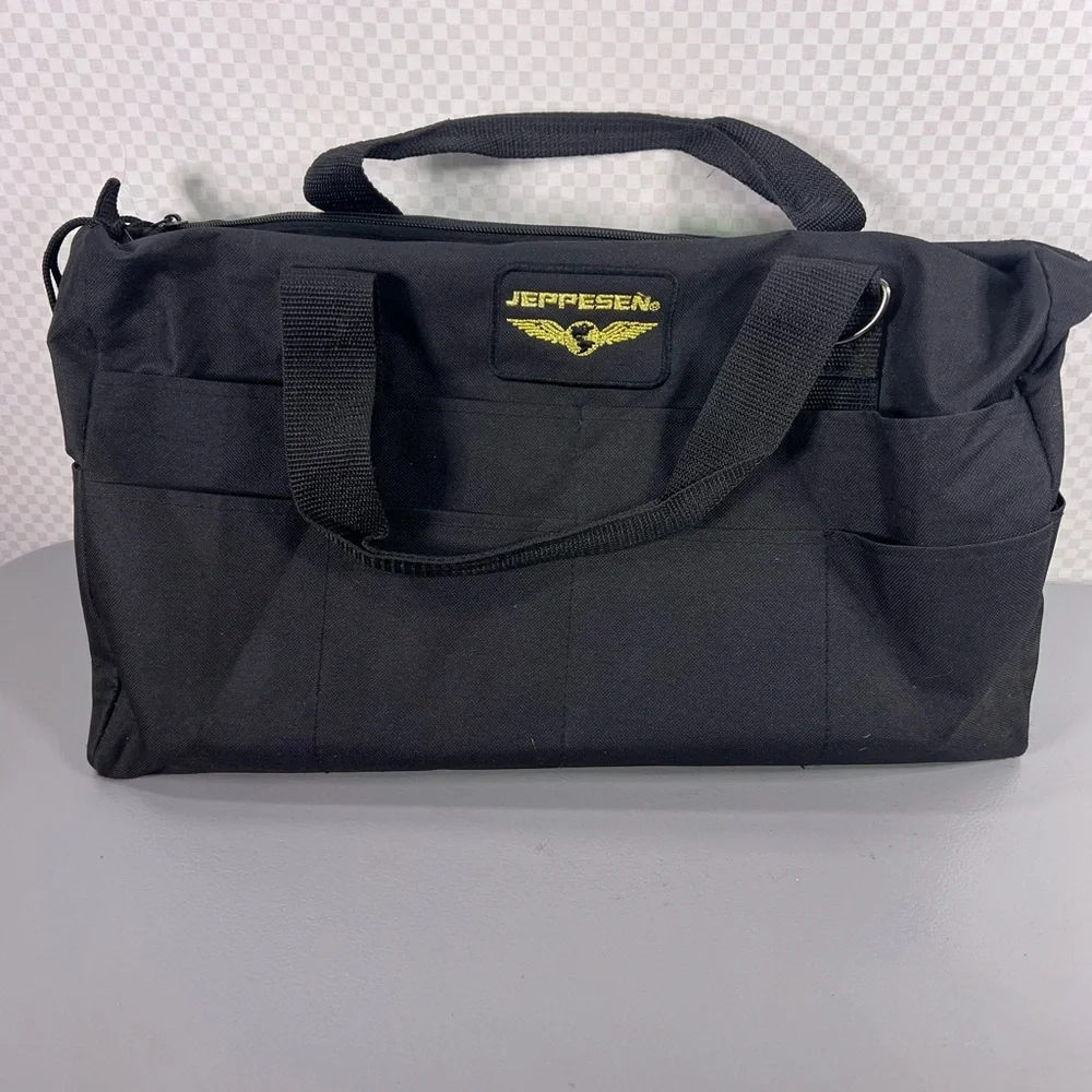 Jeppesen Flight‎ Duffle Overnight Bag Pilot Aviation Black 16x9x5 1/2” Dual Zip